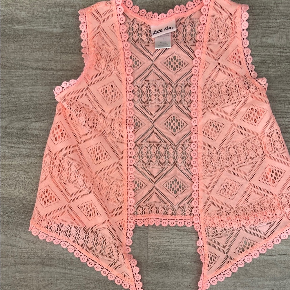 Pink Lace Crochet Vest